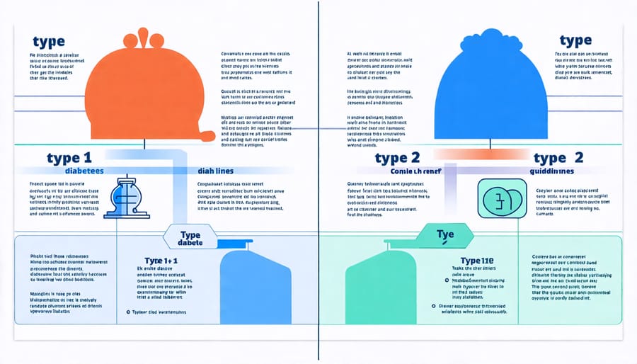 Comparison chart showing differences between type 1 and type 2 diabetes