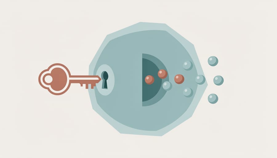 Key-shaped glass sculpture symbolizing insulin helping glucose access cells